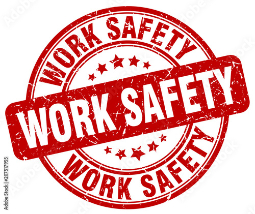 work safety red grunge stamp
