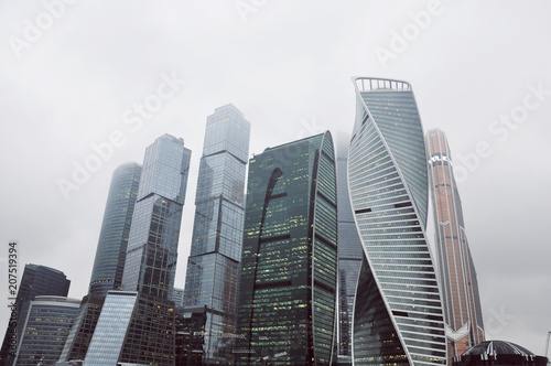 OCTOBER 1st, 2017 - Moscow International Business Center (Moscow City), Russia. View of business center at foggy autumn day