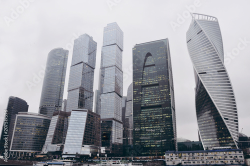 OCTOBER 1st, 2017 - Moscow International Business Center (Moscow City), Russia. View of skyscrapers at rainy day