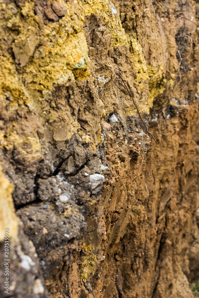 vertical section of land, different rocks, alumina, clay and others vertical section of land, different rocks, alumina, clay and others