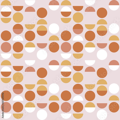 Seamless geometric pattern. Circle and semicircle abstract wallpaper. Vector background.