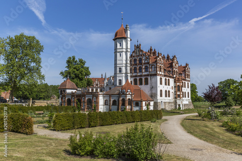 Renaissance Basedow castle with a surrounding landscape park in Mecklenburg-Vorpommern