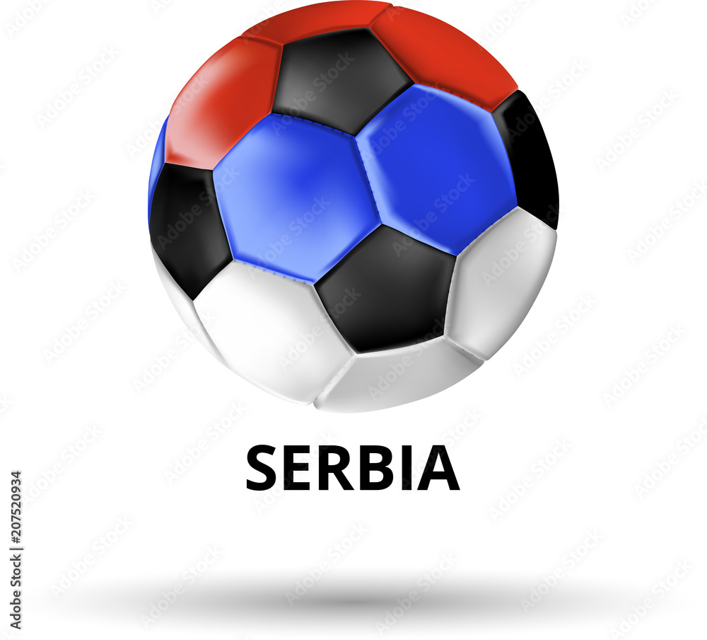 Serbia card with soccer ball in colors of national flag.