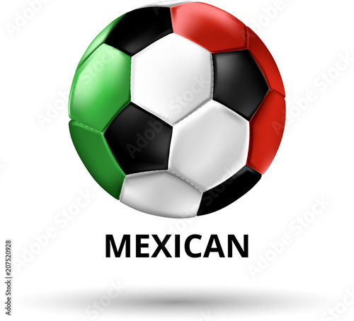 Mexican card with soccer ball in colors of national flag.