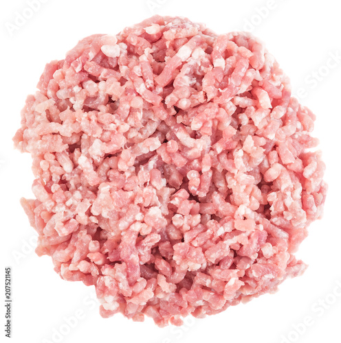 Pile of minced meat top view