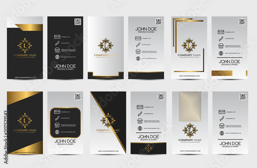 Set business card with vintage ornament