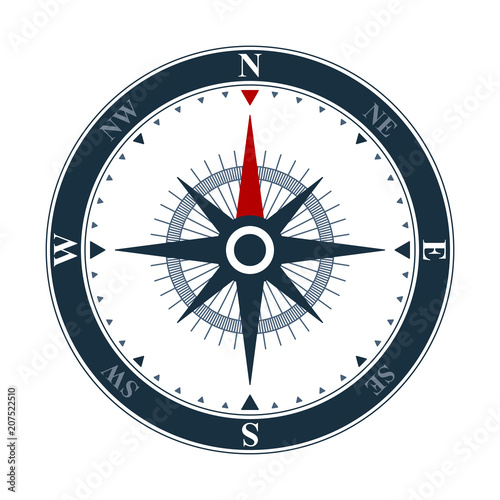 Compass rose icon design, wind rose and navigation icon