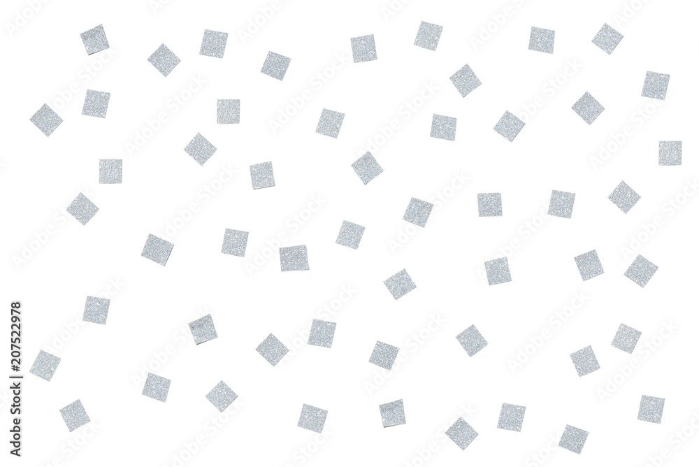 Silver glitter paper cut background - close up Silver glitter paper cut background - close up