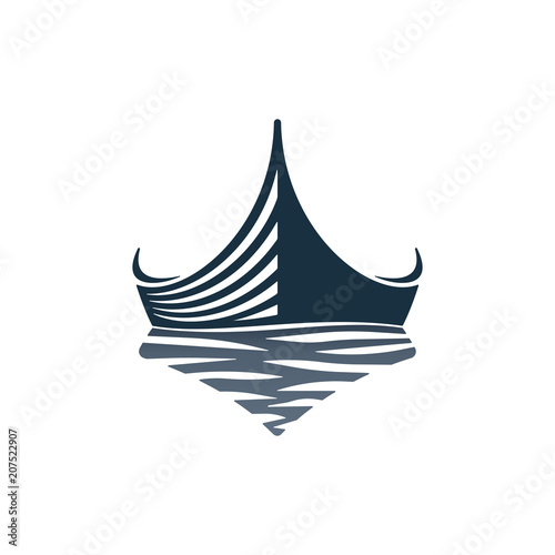 Boat and waves icon design