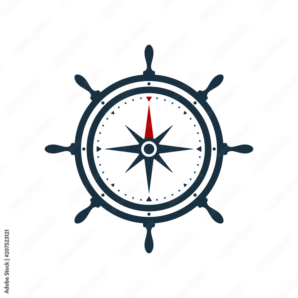 Ship wheel compass rose design Stock Vector | Adobe Stock