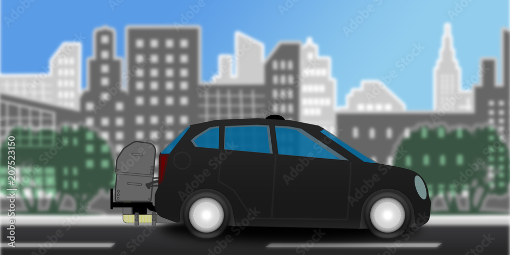 adi69 AutonomousDrivingIllustration - german: Mobile Emissionsmessung auf der Straße mit einem PEMS-Gerät (Portable Emission Measurement System) - english: Real Driving Emissions (RDE) - 2to1 g6166