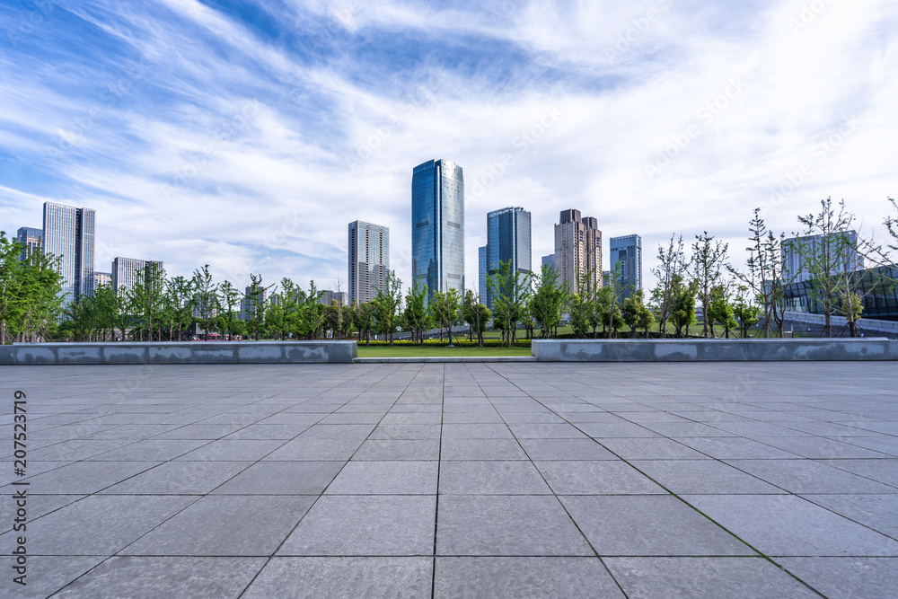 city skyline with empty square city skyline with empty square