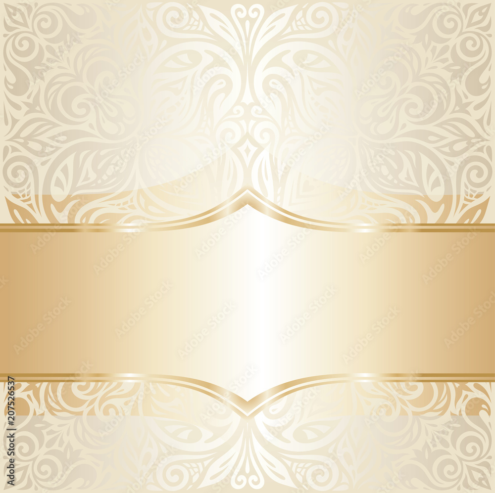 Floral wedding invitation wallpaper wedding design in ecru & gold, with  blank space mandala Stock Vector | Adobe Stock