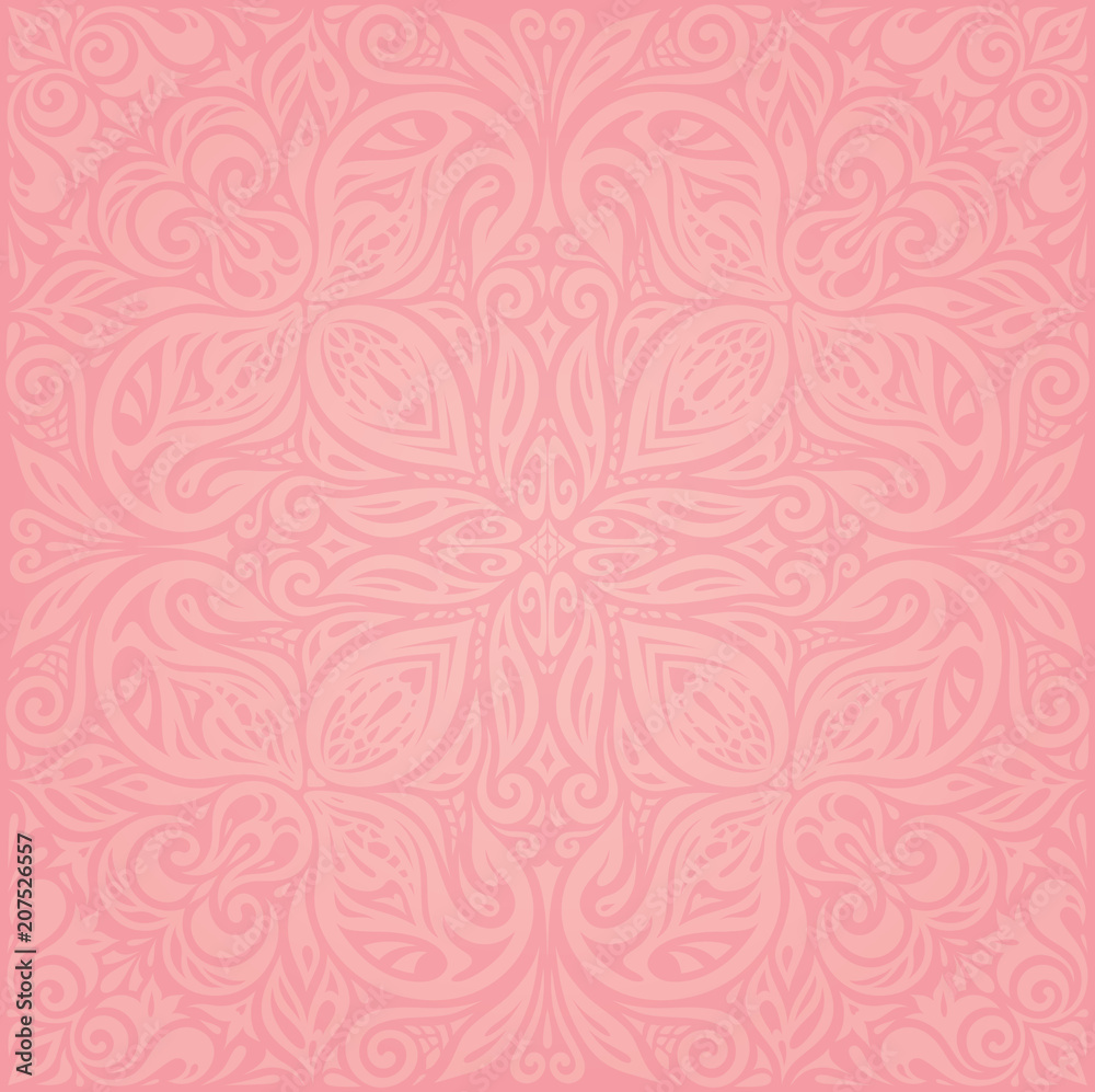 Floral Pink vector wallpaper design mandala decorative background Stock  Vector | Adobe Stock