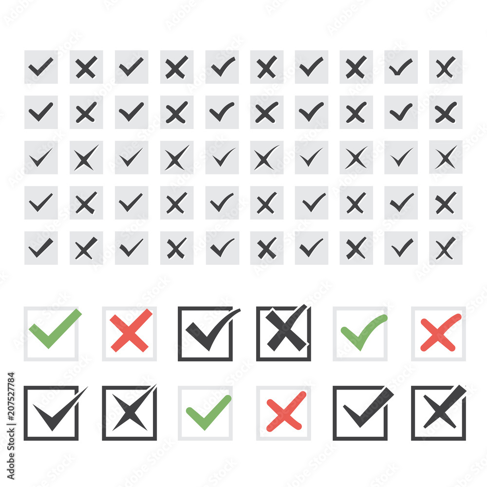 Set of twenty-five different black vector ticks Set of twenty-five different black vector ticks