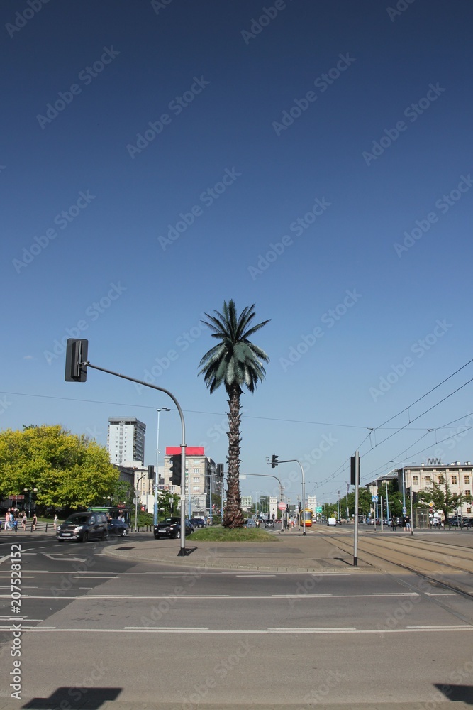 The Artificial palm tree on Charles de Gaulle's traffic circle in the