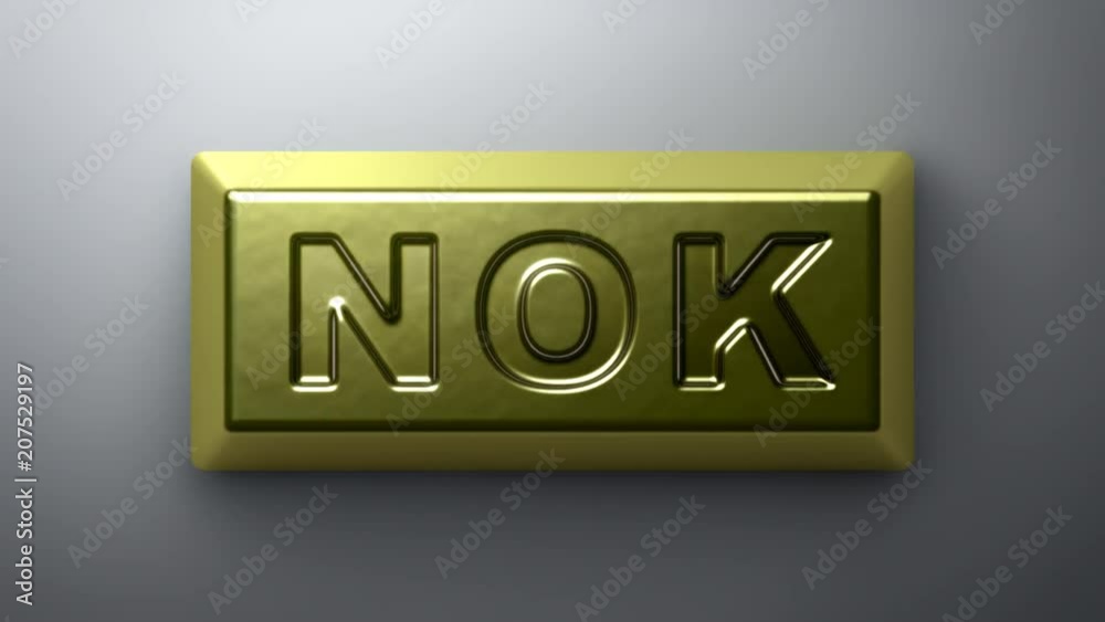Norvegian krone sign on the gold bullion. Looping footage with Encoder ...
