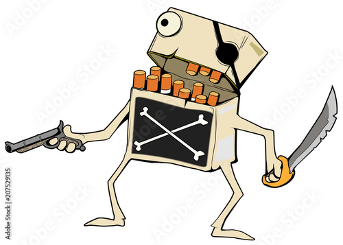 Cigarettes Pirate Cartoon, Color