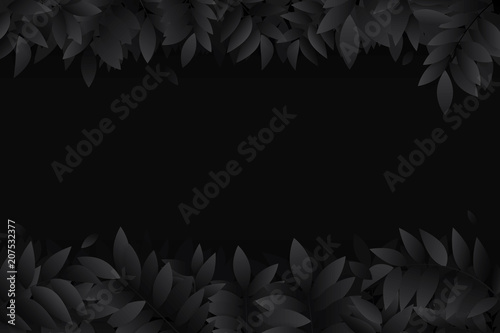 black leaf background. Vector illustration