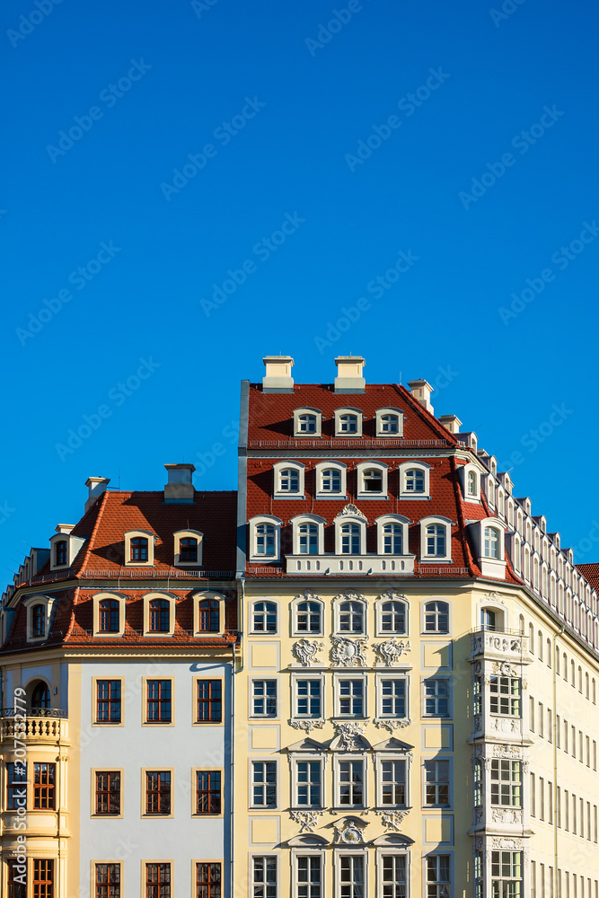 Historische Häuser auf dem Neumarkt in Dresden