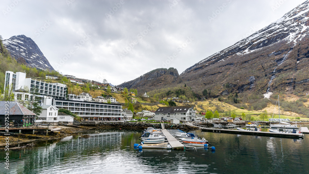 View of Geiranger village in Norway
