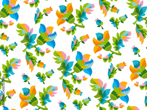 Folk style floral seamless ...