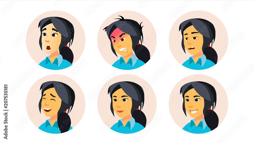 Avatar Icon Woman Vector. User Person. Trendy Image. Asiatic, Chinese, Korean. Flat Cartoon Character Illustration Avatar Icon Woman Vector. User Person. Trendy Image. Asiatic, Chinese, Korean. Flat Cartoon Character Illustration