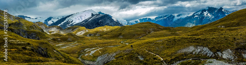 panoramic view of the alpan mountains of Cascade Saddle, New Zealand