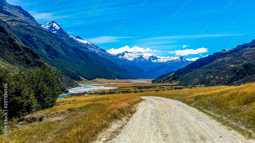 panoramic view of Mount Aspiring National Park vally and mountains