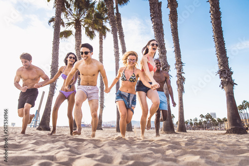 People having fun on the beach