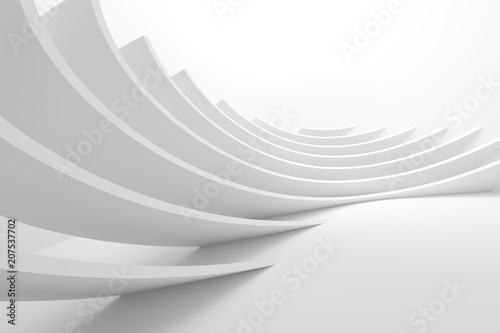 White Architecture Circular Background. Modern Building Design