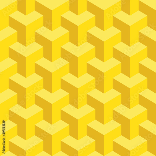 Geometric background, seamless pattern, vector illustration, yellow cubes