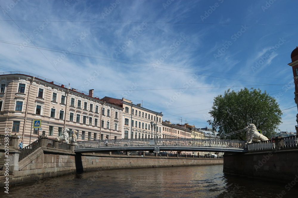 Lion bridge in Saint Petersburg, Russia