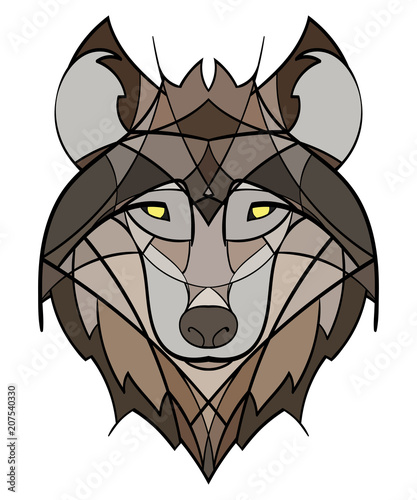 Beautiful wolf tattoo.Vector wolf's head as a design element on isolated background 