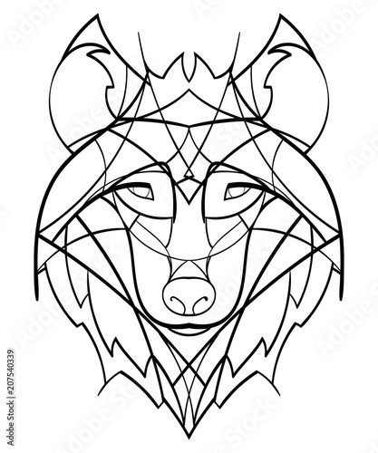 Beautiful wolf tattoo.Vector wolf's head as a design element on isolated background 