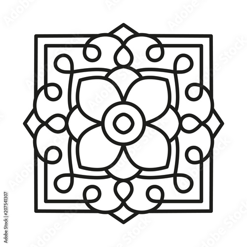 Simple Mandala Shape for Coloring. Vector Mandala. Floral. Flower. Oriental. Book Page. Outline.