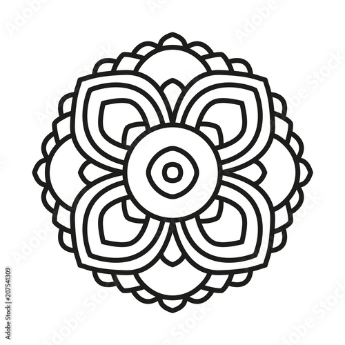 Simple Mandala Shape for Coloring. Vector Mandala. Floral. Flower. Oriental. Book Page. Outline.