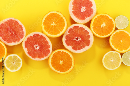 Fototapeta Citrus fruits with orange, lemon, grapefruit and lime
