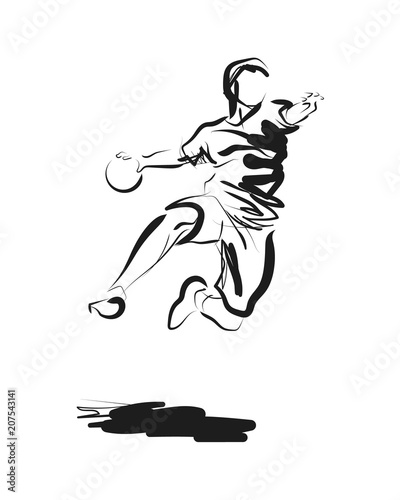 Vector ink sketch of a handball player