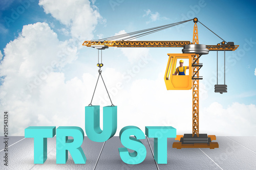 Trust concept with crane and words