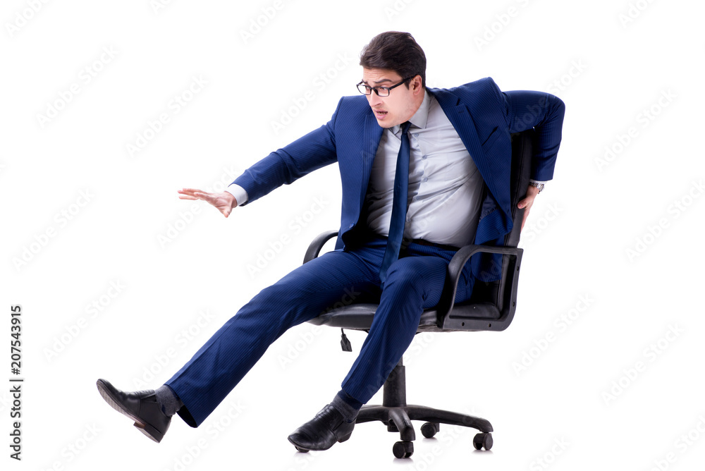 Businessman sitting on office chair isolated on white Businessman sitting on office chair isolated on white