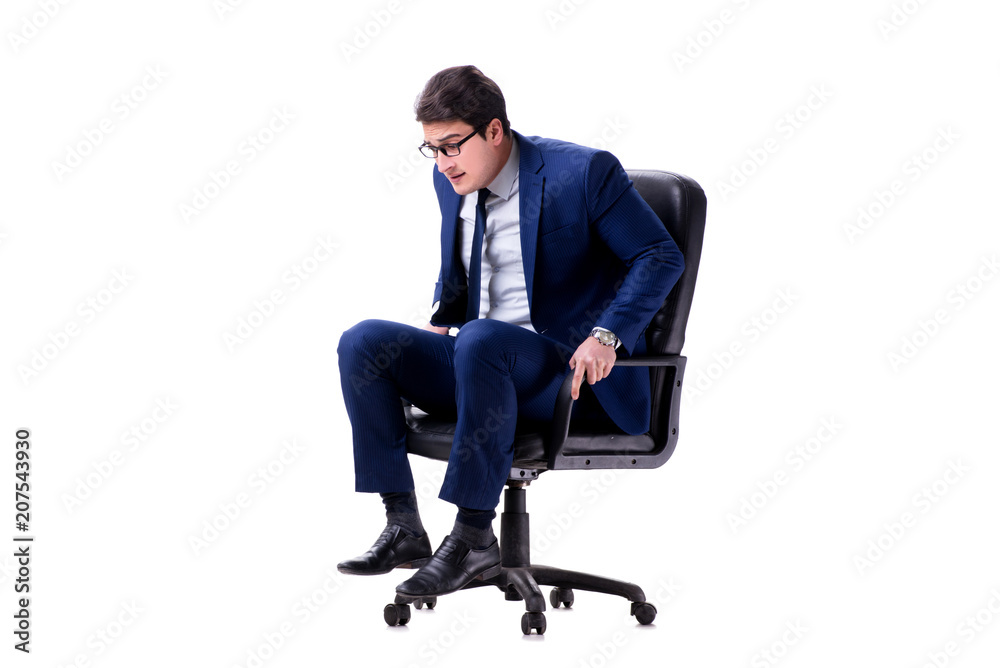 Businessman sitting on office chair isolated on white Businessman sitting on office chair isolated on white