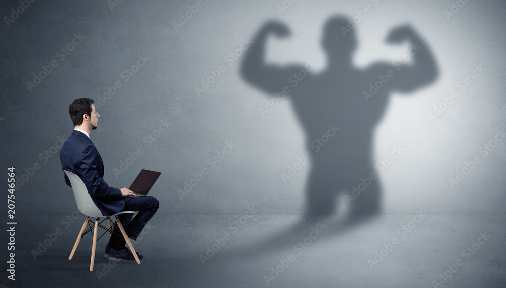 Businessman staying and offering stuffs to a shadow businessman
Businessman staying and offering stuffs to a shadow businessman