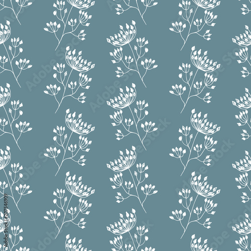 Yarrow seamless pattern. Hand drawn isolated. Vector nature design.