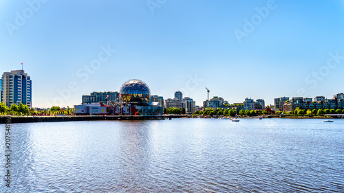 East End of False Creek Inlet in Vancouver British Columbia under clear blue sky