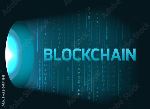 Blockchain concept with binary code.