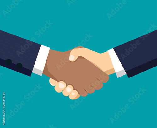 Handshake of business partners. Vector flat style illustration