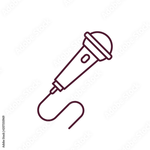 Microphone Minimal Line Icon Design Vector Illustration