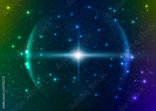 Fototapeta Naklejka Na Ścianę i Meble -  Fantasy supernova explosion. Colorful galaxy. Vector cosmic illustration.