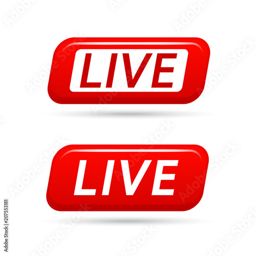 Live video streaming vector icon isolated on white. Live TV broadcasting. Live streaming vector signs